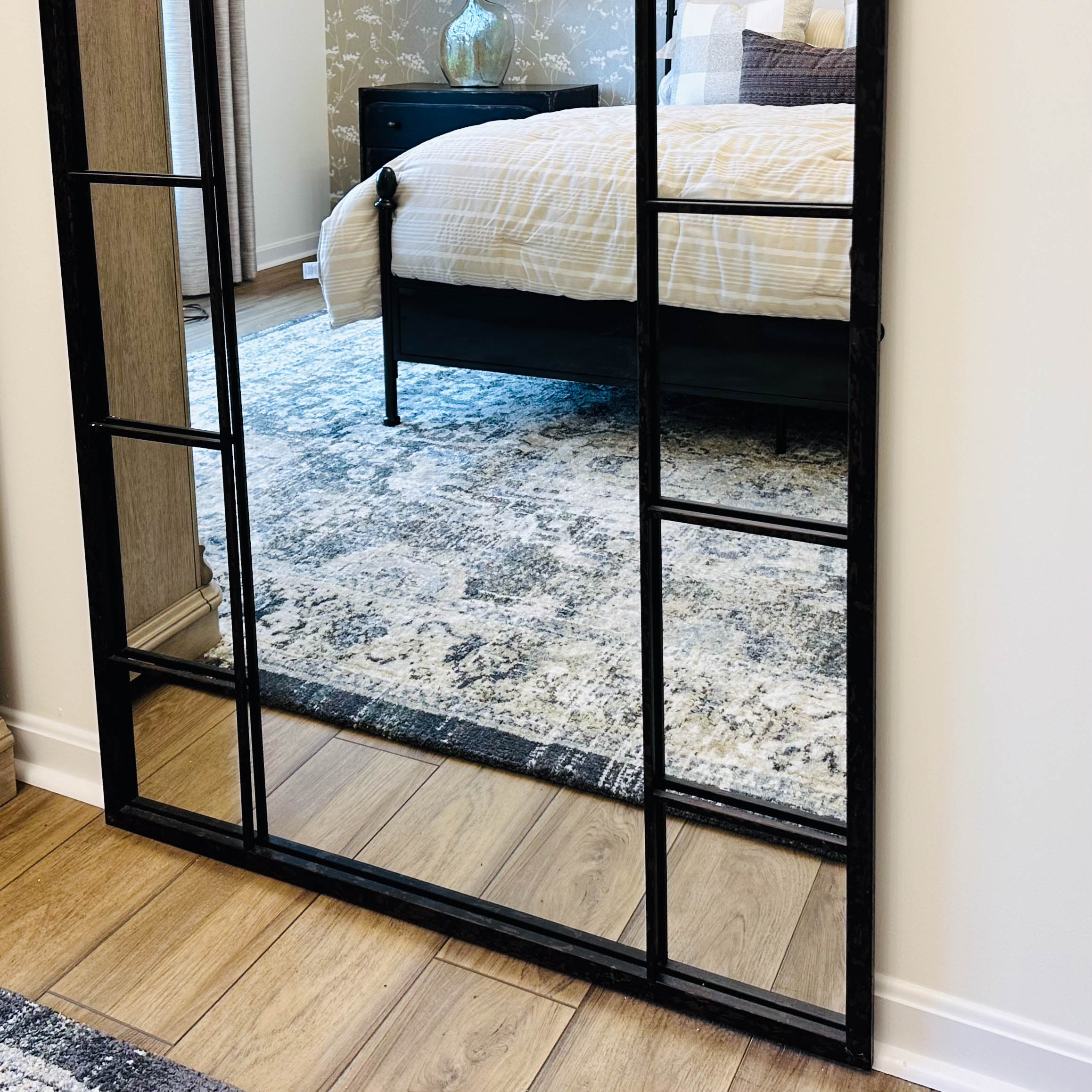 Oversized Industrial Style Arched Black Iron Floor Standing Mirror EBTH